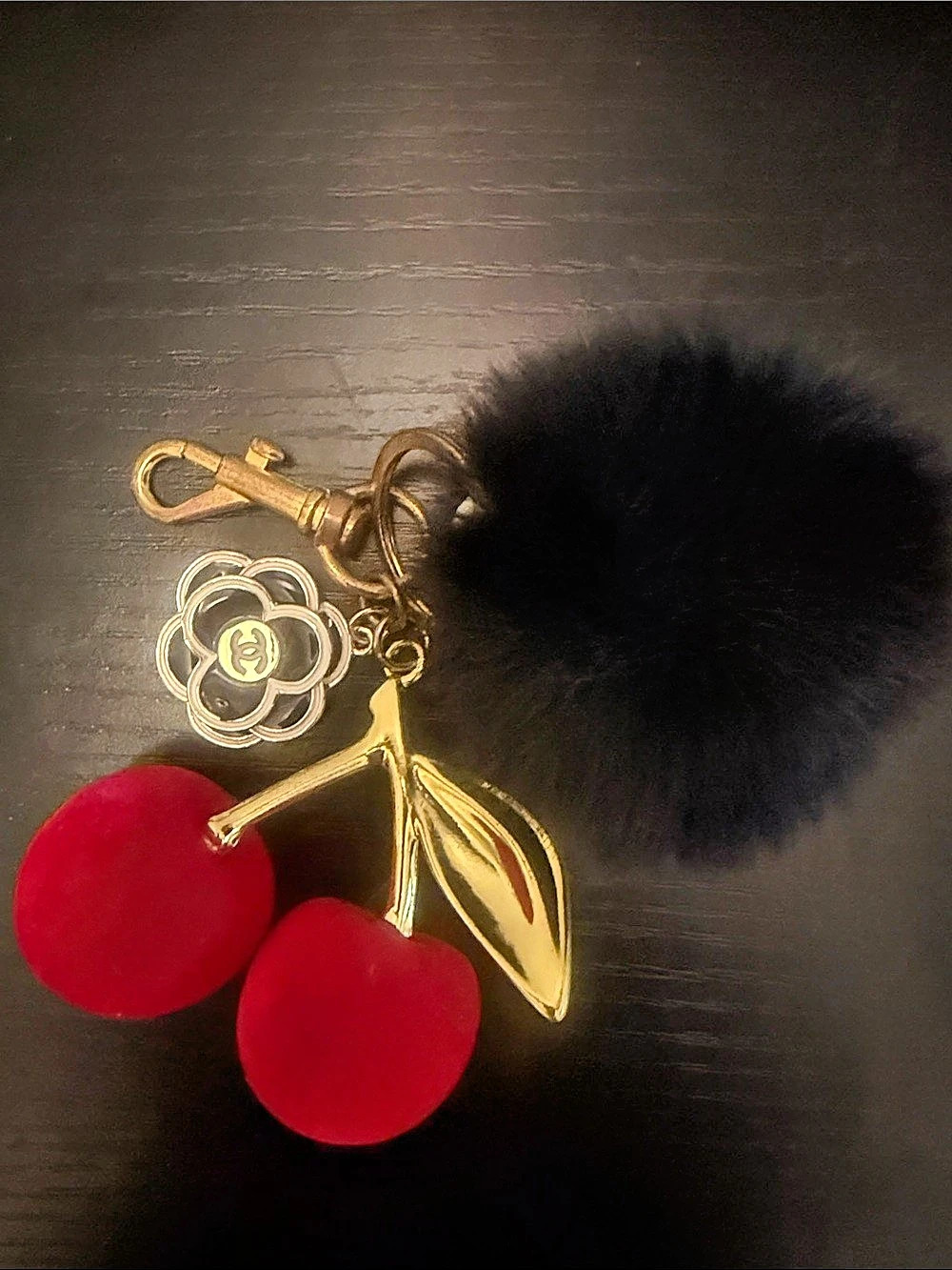 Inspired Cherry Keychain Charm in Black & Red